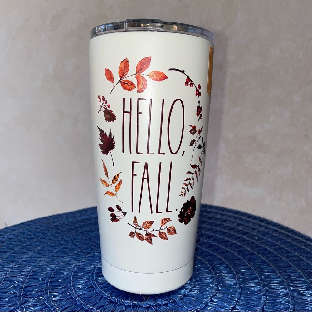 Rae Dunn HELLO, FALL with Fall Leaves Design Stainless Steel Tumbler NEW!!